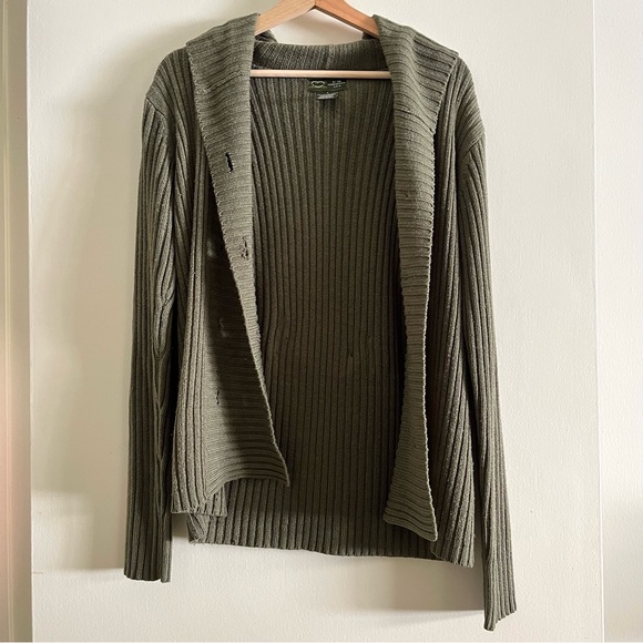 Ashley by 26 International USA Olive Green Button Up Hooded Cardigan - Picture 4 of 8